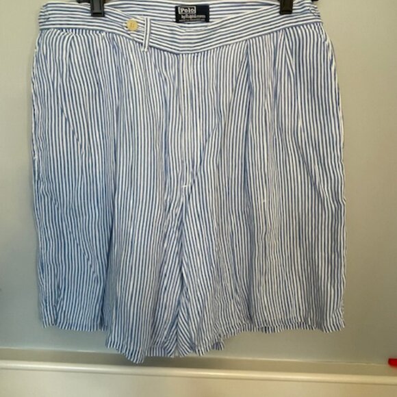 Vintage Made in USA Polo Ralph Lauren Linen Shorts Adjustable Buckle Waist 33 - Picture 6 of 10